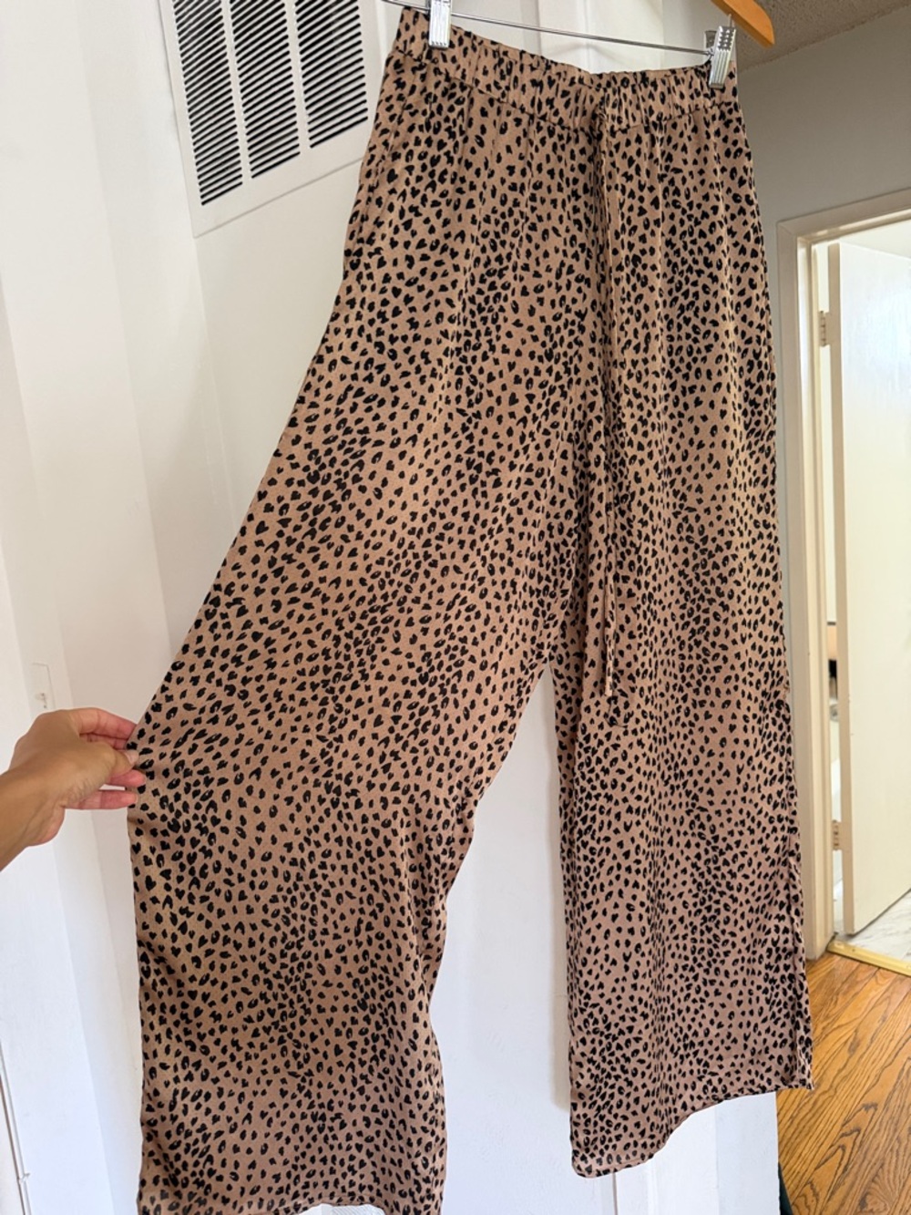 She + Sky Tan and Black Leopard Print Wide Leg Pants